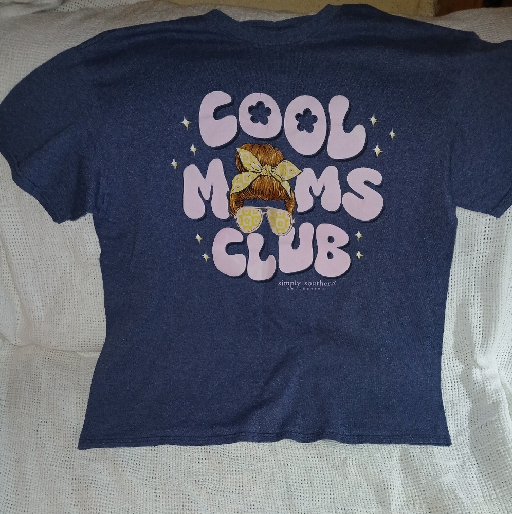 2 Tee's. Simply Southern Navy Cool Moms Club Tee and Mama Life Tee